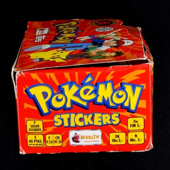 Preview: Pokemon Merlin Box mit 100 Sticker Tüten