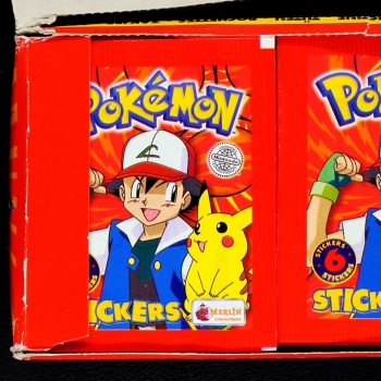 Preview: Pokemon Merlin Box mit 100 Sticker Tüten