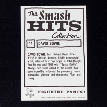 David Bowie Panini Sticker No. 41- Smash Hits Collection