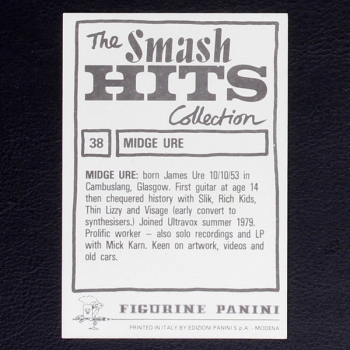 Midge Ure Panini Sticker No. 38 - Smash Hits 85