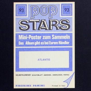 Atlantis Panini Sticker No. 93 - Pop Stars
