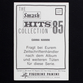 Gianna Nannini Panini Sticker No. 127 - Smash Hits 85