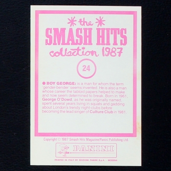 Boy George Panini Sticker No. 24 - Smash Hits 87