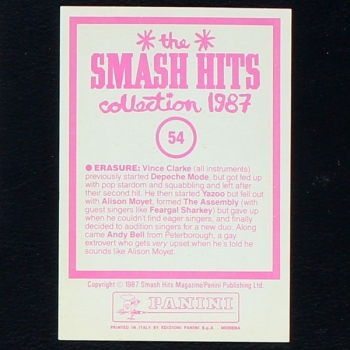 Erasure Panini Sticker No. 54 - Smash Hits 87