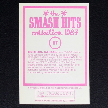 Michael Jackson Panini Sticker No. 87 - Smash Hits 87