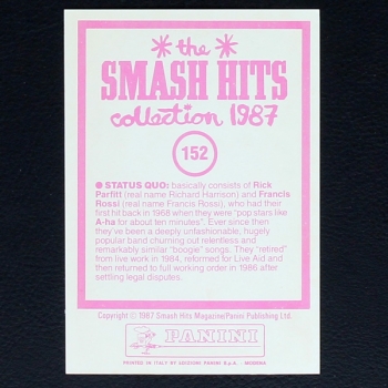 Status Quo Panini Sticker No. 152 - Smash Hits 87