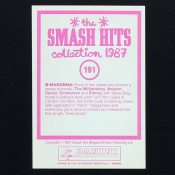 Madonna Panini Sticker No. 191 - Smash Hits 87