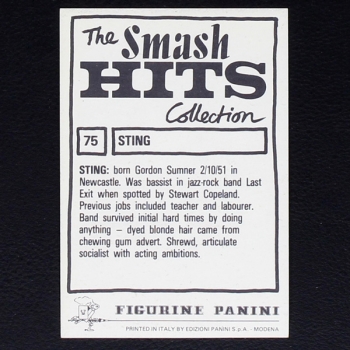 Sting Panini Sticker No. 75 - Smash Hits 84