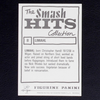 Limahl  Panini Sticker No. 8 - Smash Hits 85
