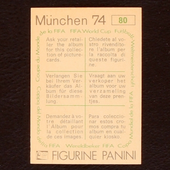 Deutschland Mannschaft Sticker Nr. 80 Panini - München 74