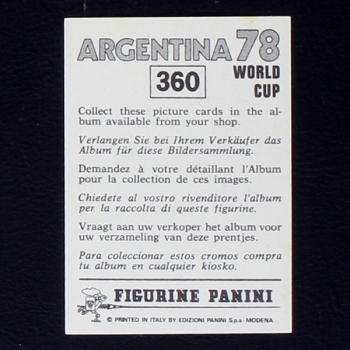 Argentina 78 No. 360 Panini sticker Kevin Keegan
