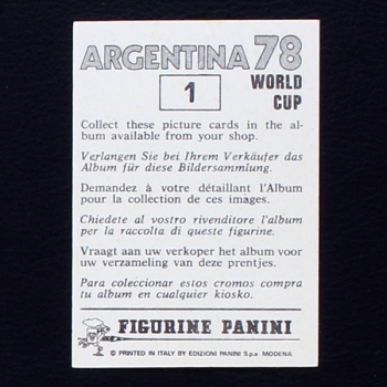 Argentina 78 Nr. 001 Panini Sticker Rimet Cup