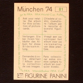 Deutschland Karikatur Sticker Nr. 81 Panini - München 74