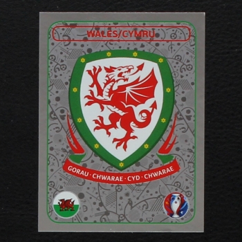 Wales Badge Panini Sticker No. 126 - Euro 2016