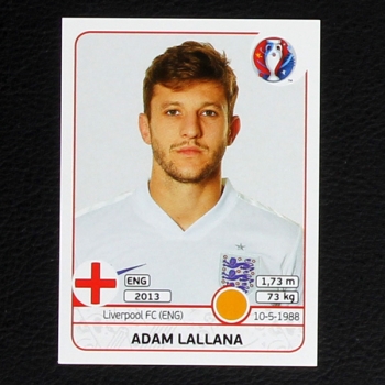 Adam Lallana Panini Sticker No. 140 - Euro 2016