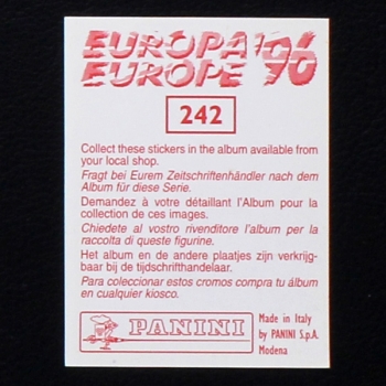 Euro 96 No. 242 Panini sticker Paolo Maldini - red