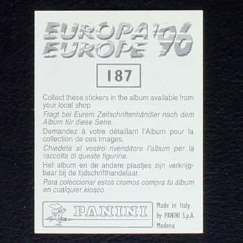 Preview: Euro 96 Nr. 187 Panini Sticker Zinedine Zidane - schwarz