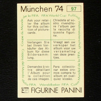Günter Netzer Sticker No. 97 Panini - München 74