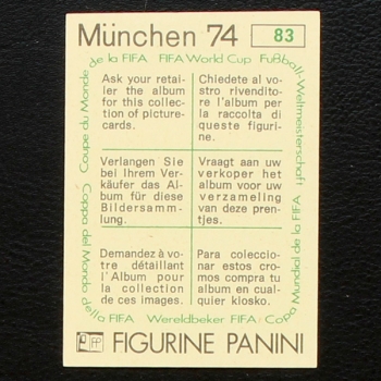 Helmut Schön Sticker No. 83 Panini - München 74