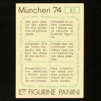 Hans-Hubert Vogts Sticker No. 87 Panini - München 74