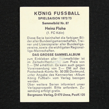 Heinz Flohe Bergmann Sticker Nr. 87 - König Fußball 1972/73