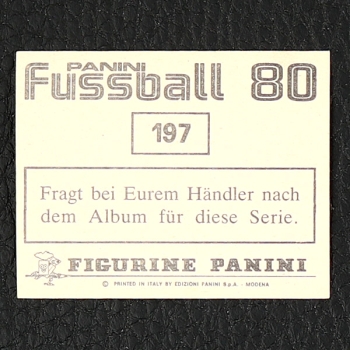 Pierre Littbarski Panini Sticker Nr. 197 - Fußball 80