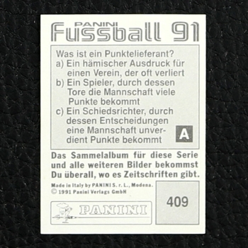 Klaus Augenthaler Panini Sticker Nr. 409 - Fußball 91