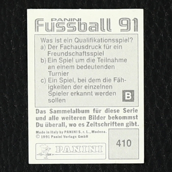 Thomas Berthold Panini Sticker Nr. 410 - Fußball 91