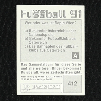 Andreas Brehme Panini Sticker Nr. 412 - Fußball 91