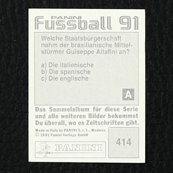 Uwe Bein Panini Sticker No. 414 - Fußball 91