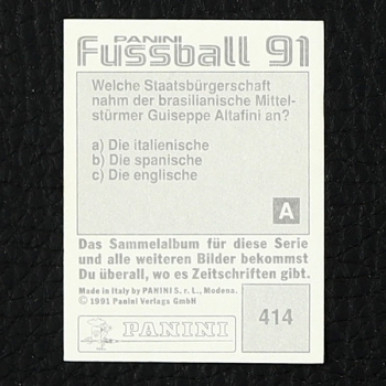 Uwe Bein Panini Sticker Nr. 414 - Fußball 91