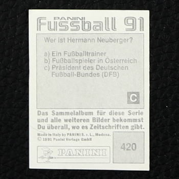 Guido Buchwald Panini Sticker Nr. 420 - Fußball 91