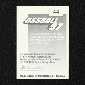 Jürgen Klinsmann Panini Sticker Nr. 44 - Fußball 97