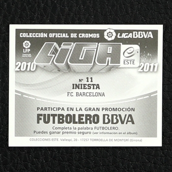 Iniesta Panini Sticker Nr. 11 - Liga 2010-2011 BBVA