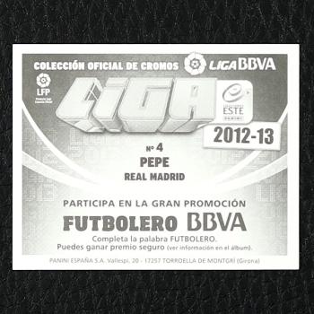 Pepe Panini Sticker Nr. 4 - Liga 2012-13 BBVA