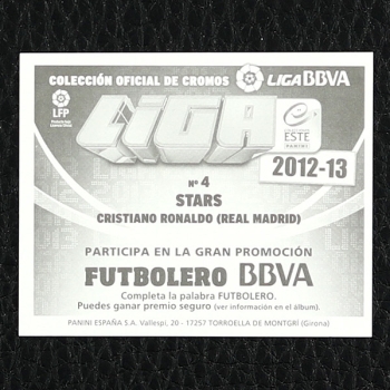 Christiano Ronaldo Panini Sticker Nr. 4 Stars - Liga 2012-13 BBVA
