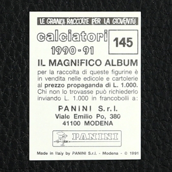Jürgen Klinsmann Panini Sticker Nr. 145 - Calciatori 1990