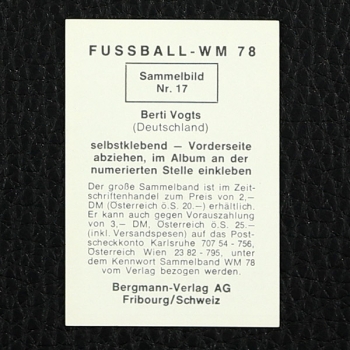 Berti Vogts Bergmann Sticker Nr. 17 - WM 78