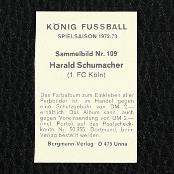 Harald Schumacher Bergmann Sticker Nr. 109 - König Fußball 1972/73