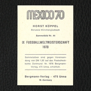 Horst Köppel Bergmann Sticker Nr. 44 - Mexico 70