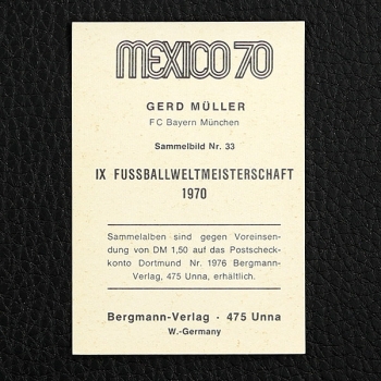 Gerd Müller Bergmann Sticker No. 33 - Mexico 70