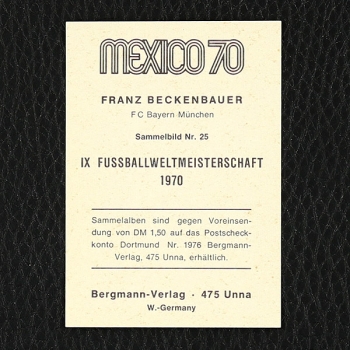 Franz Beckenbauer Bergmann Sticker Nr. 25 - Mexico 70