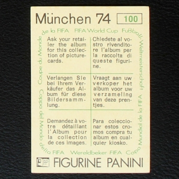 Josef Heynckes Sticker No. 100 Panini - München 74