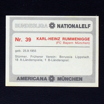 Karl-Heinz Rummenigge Americana Bild No. 39 - Bundesliga Nationalelf 1978