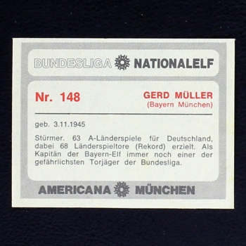 Gerd Müller Americana Card No. 148 - Bundesliga Nationalelf 1978
