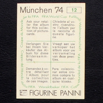 World Cup Pokal Sticker No. 12 Panini - München 74