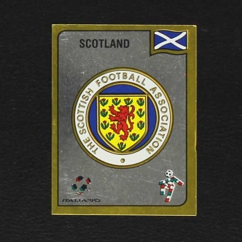 Italia 90 No. 210 Panini sticker Scotland badge