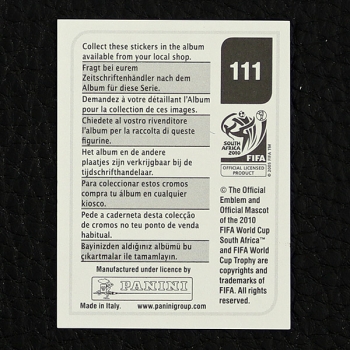 Walter Samuel Panini Sticker No. 111 - South Africa 2010