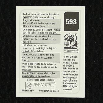 Tranquillo Barnetta Panini Sticker No. 593 - South Africa 2010