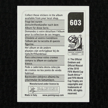 Maynor Figueroa Panini Sticker No. 603 - South Africa 2010